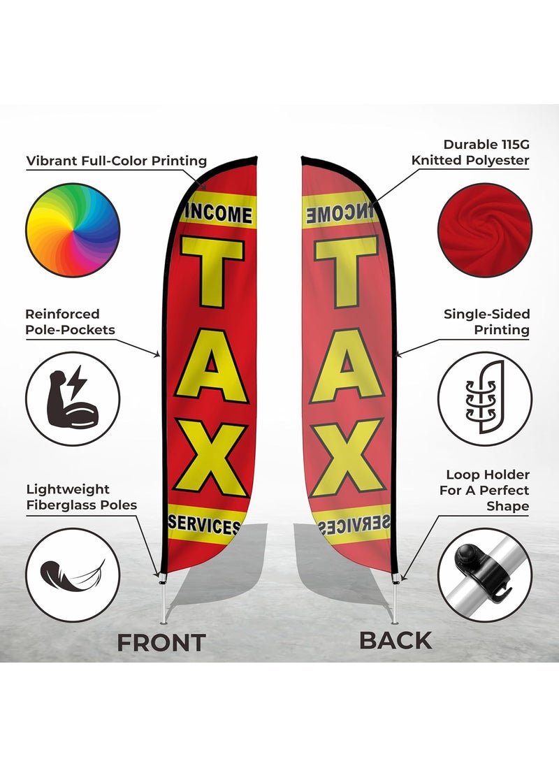 LookOurWay LookOurWay Feather Flag Pole Kit  12 Feet Tall Advertising Flag Banner with Fiberglass Pole Kit and Ground Spike for Business Promotion  Financial Services Flag  Income Tax Services 10M1200286  - Image 2