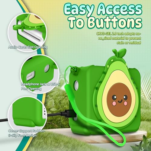 WDHD Silicone Cover Compatible with Yoto Mini Player (2024), Food-Grade Safe Kids Protector | Travel-Friendly Sleeve with Lanyard & Anti-Drop Corner Pads | Shockproof Accessory for Toddlers (Avocado) - Image 5