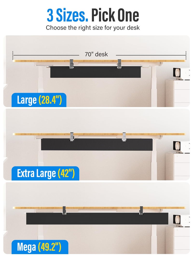 Cinati [Upgraded] Large Under Desk Cable Management Tray, Cinati Cable Management Under Desk No Drill, 28.4" Fabric Cord Hider for Wire Organizer, Cord Organizer for Office, Home - Supports Up to 30lbs Black - Image 5