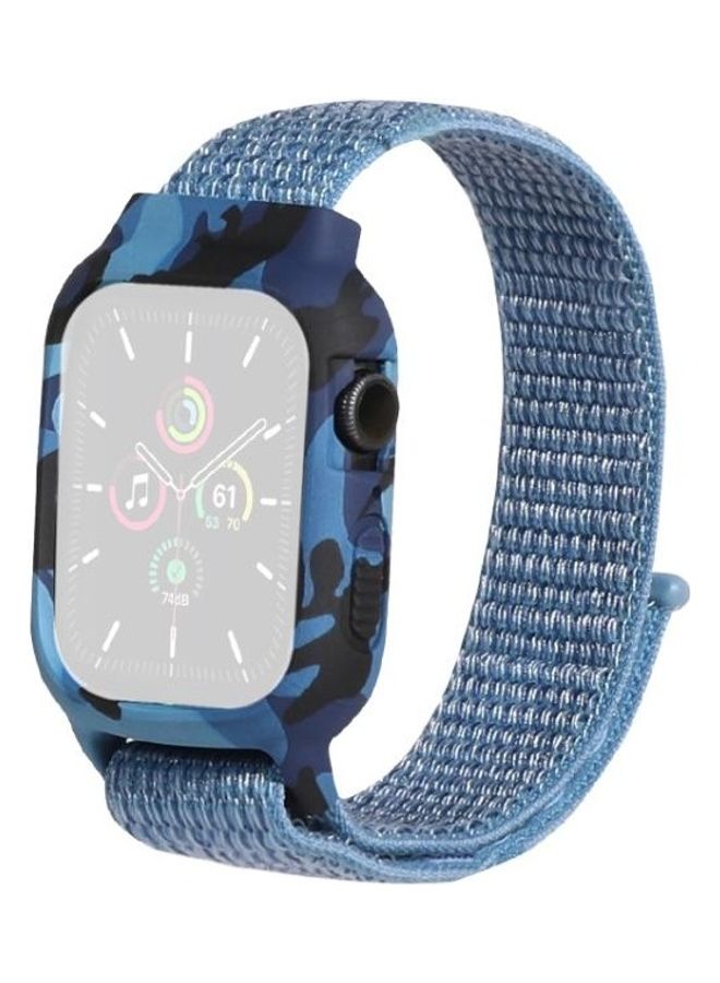 NIBEMINENT Nylon Replacement Wrist Strap Watchbands For Apple Watch Series 7/6/5/4/3/2/1/SE 41/40/38mm Cape Blue - Image 1