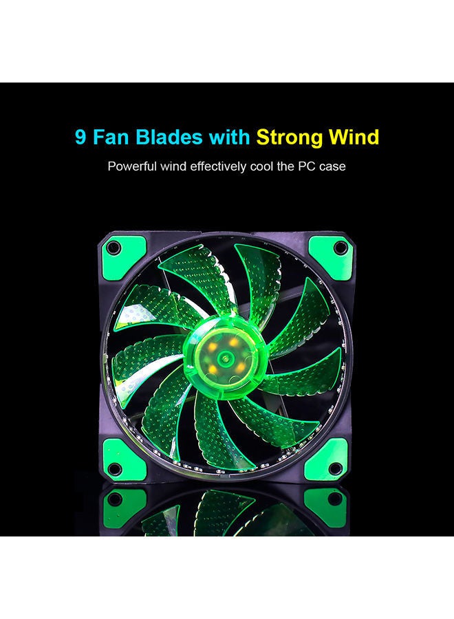 NIBEMINENT Silent 15-LED Cooler Fan 12centimeter Green  - Image 5