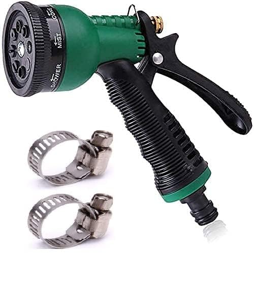 EPISKEY Garden Hose 7 Pattern High Pressure Garden Hose Nozzle Water Spray Gun With Leak Proof 2 Pcs Metal Grip Lock Gardening Washing Gun (MULTI COLOUR) (7 FUNCTION) (100 GUN) - Image 2