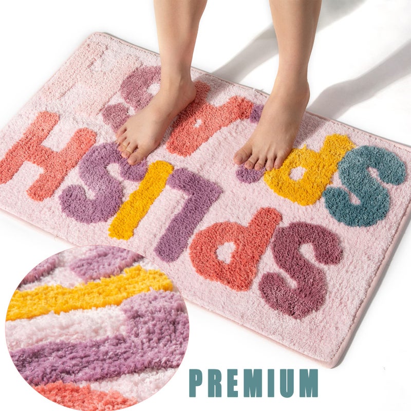 DBJOY Bathroom Funny Rugs Cute Bath Rugs Non-Slip for Kids Modern Microfiber Mats Absorbent-Splish - Image 5