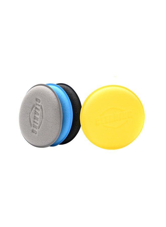 لوازم طقم تنظيف سيارة 4 حبات - وسادات شمع ورغوة للتلميع والعناية الدقيقة بالسيارة 10.5x1.8 سم، أداة تطبيق الشمع، قابلة لإعادة الاستخدام والغسيل، لتلميع السيارات والعناية بالطلاء - Image 4