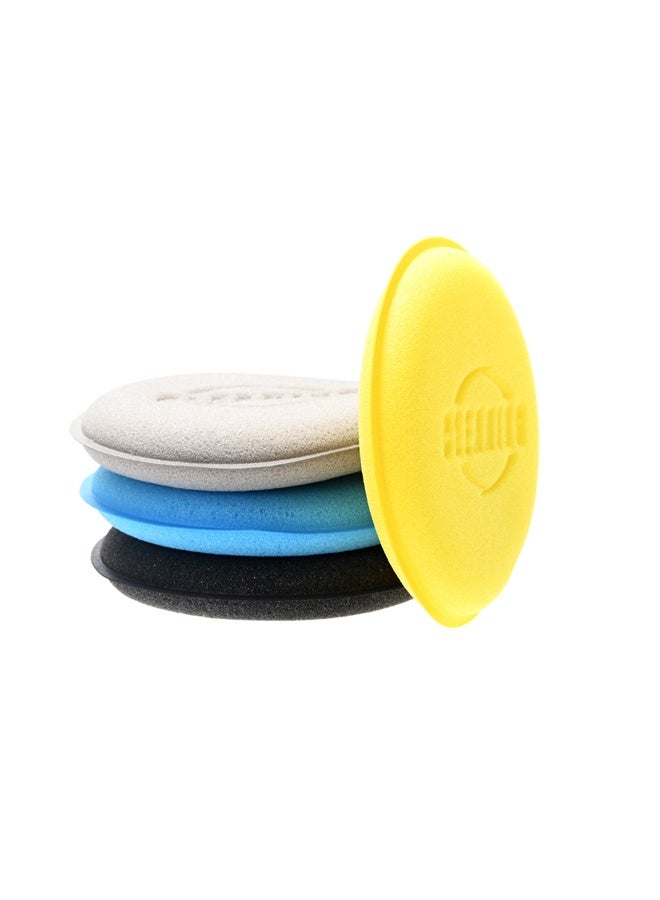 لوازم طقم تنظيف سيارة 4 حبات - وسادات شمع ورغوة للتلميع والعناية الدقيقة بالسيارة 10.5x1.8 سم، أداة تطبيق الشمع، قابلة لإعادة الاستخدام والغسيل، لتلميع السيارات والعناية بالطلاء - Image 1