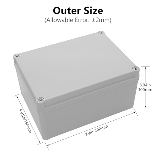 LeMotech IP67 Waterproof Junction Box ABS Plastic Project Box Dustproof Electrical Box Outdoor Enclosure for Electronics DIY Case Gray 7.9X 5.9X 3.9 inch (200x 150x 100 mm) - Image 2