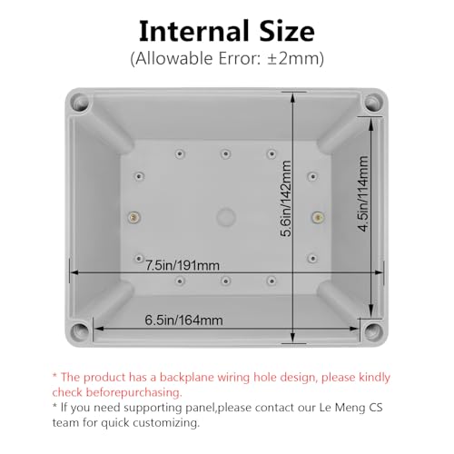 LeMotech IP67 Waterproof Junction Box ABS Plastic Project Box Dustproof Electrical Box Outdoor Enclosure for Electronics DIY Case Gray 7.9X 5.9X 3.9 inch (200x 150x 100 mm) - Image 3