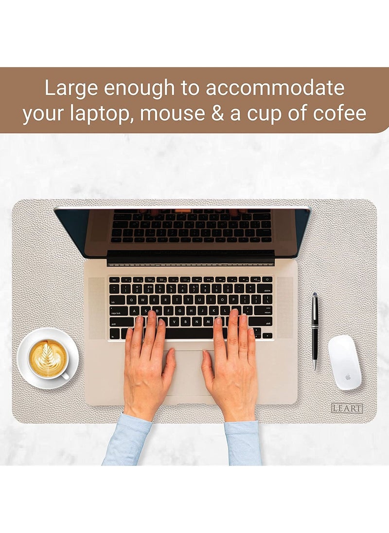 LeArt - Leather Desk Pad 60x40 cm | Dual-Sided Waterproof Desk Mat & Mouse Pad | Large Mouse Mat | Desk Accessories | Elegant Desk Protector for Home, Office, Laptop, Keyboard, and Gaming Setup (Camel) - Image 1
