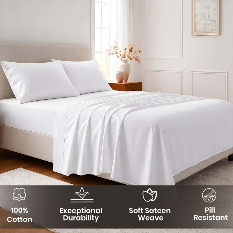 SGI bedding 100% Egyptian Cotton Sheets King Size - 1000 Thread Count Luxury Hotel Sheets, 18" Deep Pocket, Soft & Breathable 4-Piece White Sheet Set - Image 4
