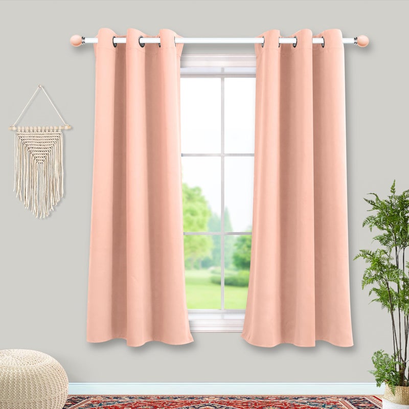 Mrs.Naturall MrsNaturall Pink Kitchen CurtainsBlackout Short Length Window Curtains for Bedroom Blush Pink Bathroom Decor45 Inch Long