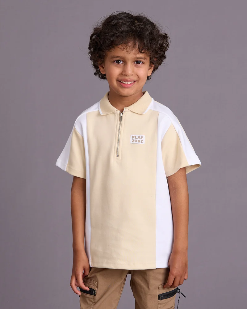 ردتاغ Boys Beige Polo Shirt