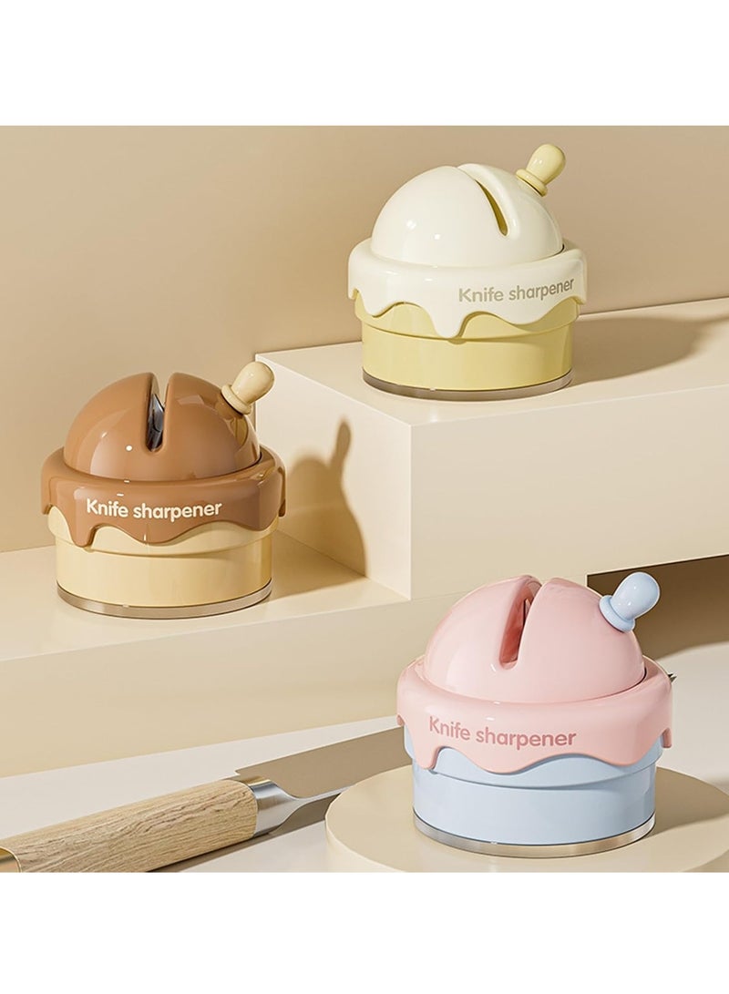 Ice Cream Suction Cup Whetstone, Cute Mini Kitchen Knife Sharpener, Simple Small Knife Sharpener (Brown)  - Image 4