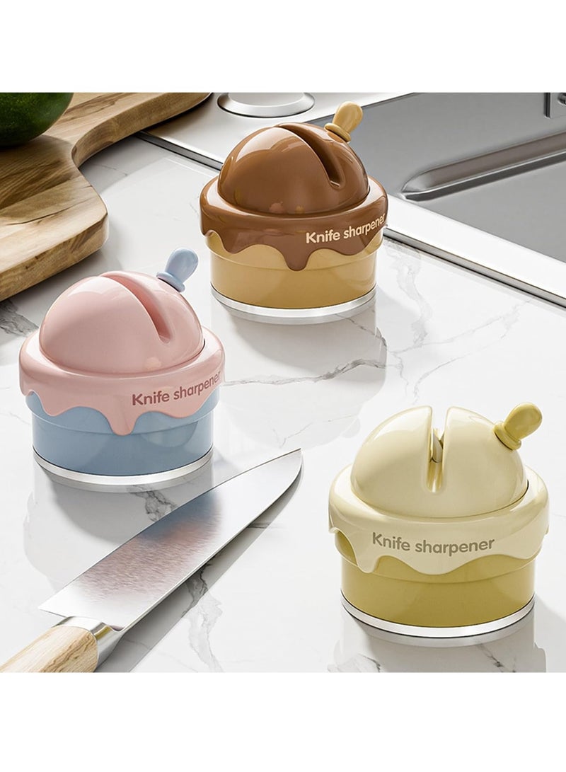 Ice Cream Suction Cup Whetstone, Cute Mini Kitchen Knife Sharpener, Simple Small Knife Sharpener (Brown)  - Image 5