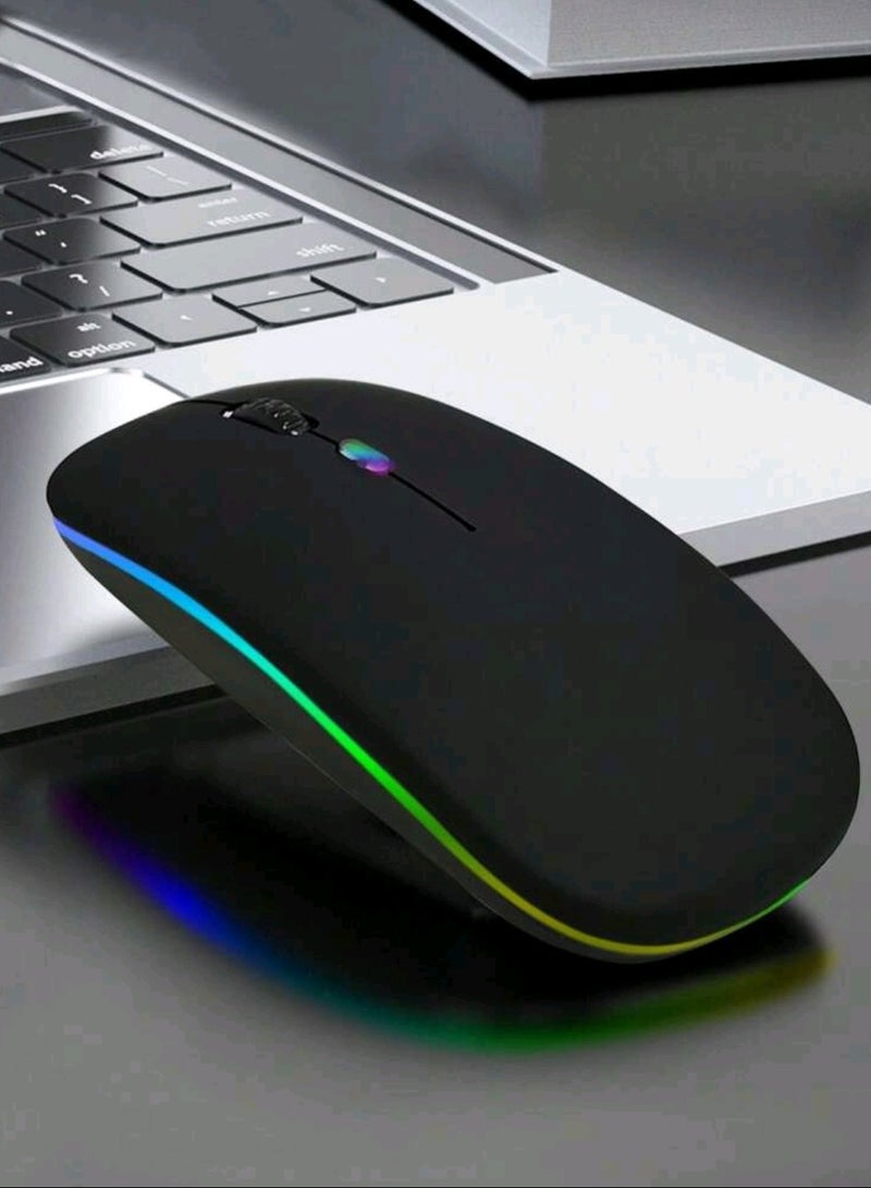 Wireless Bluetooth Mouse, LED Slim Dual Mode Bluetooth 5.1 +USB 2.4GHz Rechargeable Silent Bluetooth Wireless Mouse, Computer Mice with USB Receiver - Image 3
