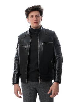 Generic (beckham) Men's Stand Collar Leather Jacket Motorcycle Lightweight genuine Leather Outwear  - Image 1