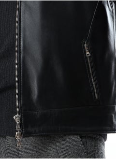 Generic (beckham) Men's Stand Collar Leather Jacket Motorcycle Lightweight genuine Leather Outwear  - Image 5