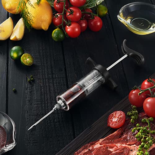 JY COOKMENT Meat Injector Syringe, 1-oz Marinade Flavor Injector with 2 Professional Needles,1 Cleaning Brushes(BLACK) - Image 2