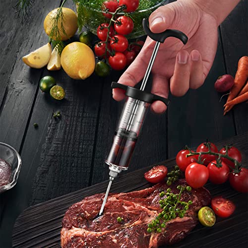 JY COOKMENT Meat Injector Syringe, 1-oz Marinade Flavor Injector with 2 Professional Needles,1 Cleaning Brushes(BLACK) - Image 3