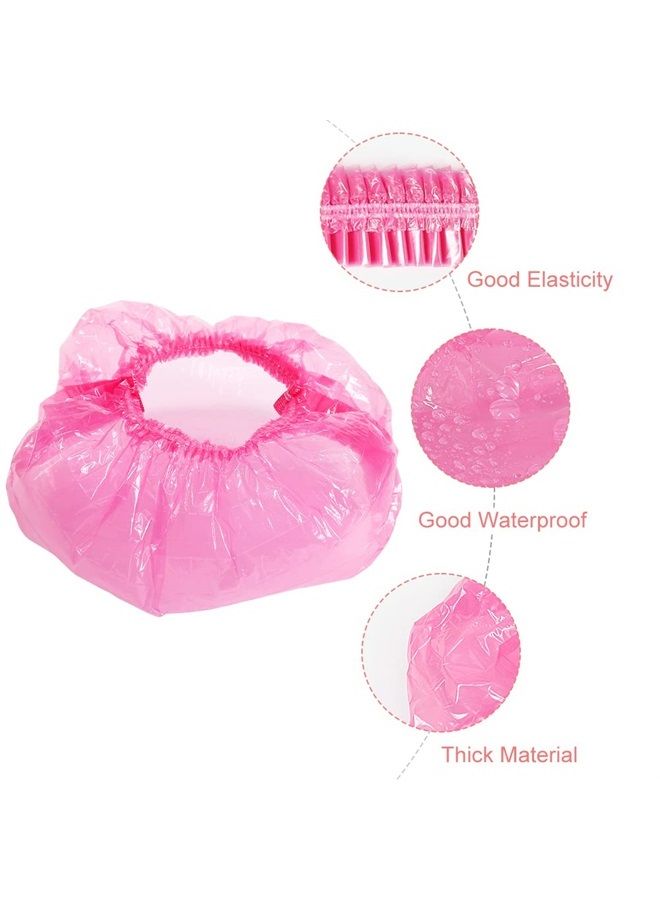 Shintop Disposable Shower Caps for Women,100 Packs Hair Caps Individually Wrapped with Large Elastic Bath Cap for Home, Hotel, Hair Salon and Spa (Pink) - Image 2