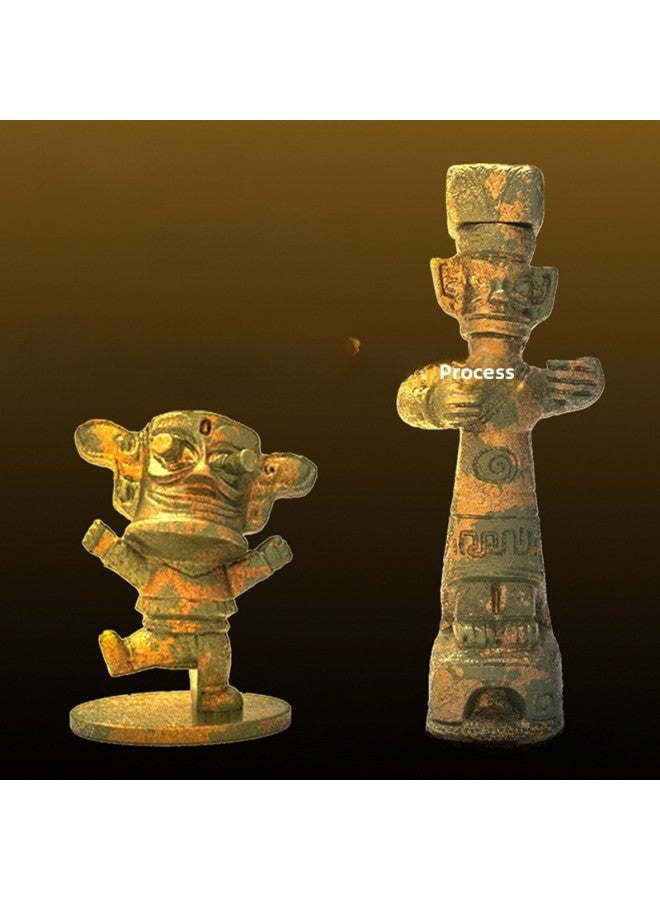 Sanxingdui Bronze Ware Archaeological Excavation Toy Blind Box Museum Cultural Relics Children's Cultural And Creative Big Stand Decoration Gift-Color:On-site Version Of Flat Top Gold Surface + Digging Tool Set  - Image 3