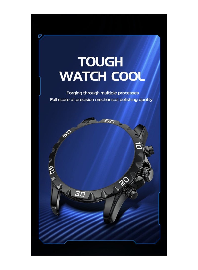 xozgdovg Men's watches automatic mechanical watch foreign trade explosions multifunctional fine steel mechanical watches waterproof men's watches/ YBN8831 Silver Shell Black Green Ring Steel Strip (Mechanical  - Image 4