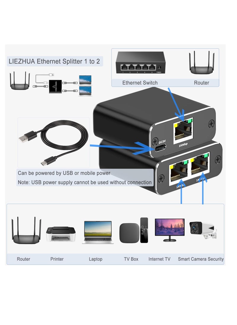 Generic - RJ45 Network Splitter Adapter, Ethernet Cable Splitter, 1 to 3 Internet Splitter 1000Mbps High Speed LAN Network Splitter, 3 Devices Simultaneous Networking, for Cat5/5e/6/7/8 - Image 1
