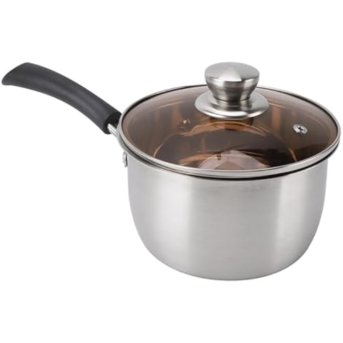 Luocute Stainless Steel Milk Pan Soup PotComposite Material Saucepan With Single Handle Quick Heat Transfer Anti Scald Design Versatile For Cooking Rice Porridge Steaming - Image 1