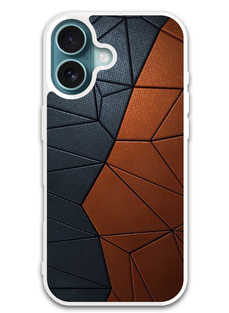 Theodor Protective Case Cover For APPLE IPHONE 16 Black Brown Pattern (White Bumper) - Image 1