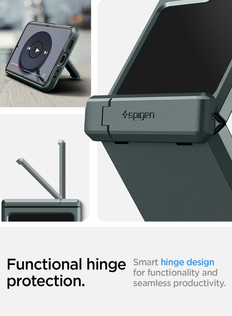 Spigen Tough Armor Pro P for Samsung Galaxy Z Flip 5 Case Cover with Hinge Protection & Kickstand - Abyss Green - Image 3