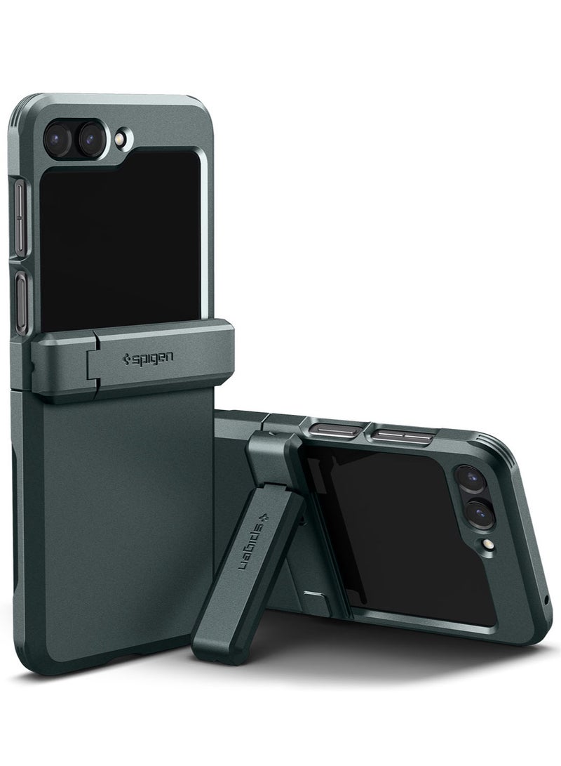 Spigen Tough Armor Pro P for Samsung Galaxy Z Flip 5 Case Cover with Hinge Protection & Kickstand - Abyss Green - Image 1