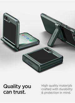 Spigen Tough Armor Pro P for Samsung Galaxy Z Flip 5 Case Cover with Hinge Protection & Kickstand - Abyss Green  - Image 5