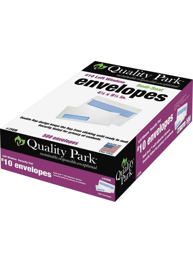 كوالتي بارك 10 أظرف ملونة آمنة للنافذة اليسرى مع إغلاق ذاتي للمراسلات التجارية القياسية بوزن 24 رطل. نسج أبيض 41/8 × 91/2 500 لكل صندوق (21418) - Image 2