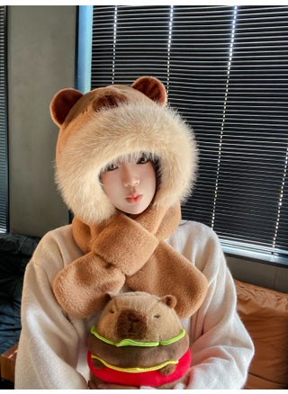 New 2-in-1 Cap Scarf Puffer Plush Warm Thickened Hat Warm apricot brown - pzsku/Z59C5F334E6FC062DA933Z/45/1746227963/ac1b9dbd-9ef5-4f33-9f5d-3b0393ac6836