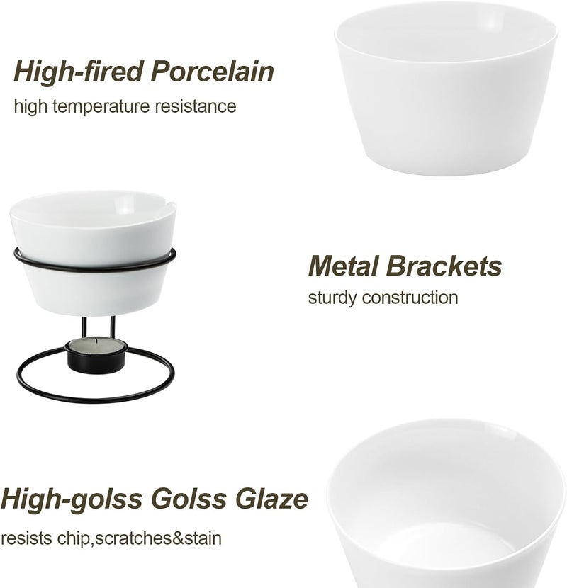 Luvan 4Pcs 12.8oz Butter Warmers for Seafood, Butter Melter with Stands and 20Pcs Tealight Candles,Ceramic Butter Warmer Set for Lobster, Personal Fondue Set Melted Butter Cups for Seafood, Fondue - Image 4