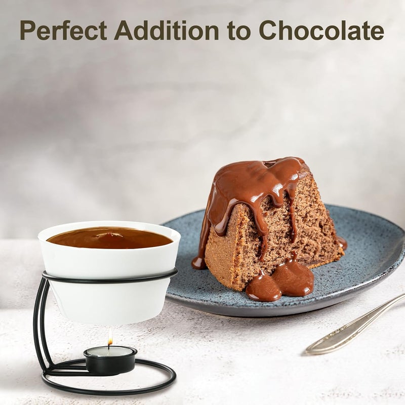 Luvan 4Pcs 12.8oz Butter Warmers for Seafood, Butter Melter with Stands and 20Pcs Tealight Candles,Ceramic Butter Warmer Set for Lobster, Personal Fondue Set Melted Butter Cups for Seafood, Fondue - Image 5