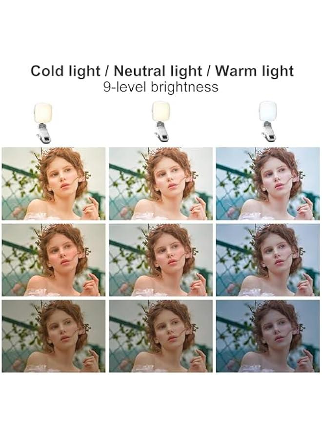 Portable 49 LED Selfie Light with Adjustable 3 Light Modes for iPhone, Camera, Laptop, iPad, Video Conference, TikTok, Makeup - Clip on Video Light Panel, 200mAh Battery, 0-360° Color Adjustment - D  - Image 3