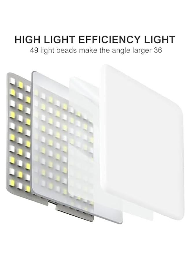 Portable 49 LED Selfie Light with Adjustable 3 Light Modes for iPhone, Camera, Laptop, iPad, Video Conference, TikTok, Makeup - Clip on Video Light Panel, 200mAh Battery, 0-360° Color Adjustment - D  - Image 5