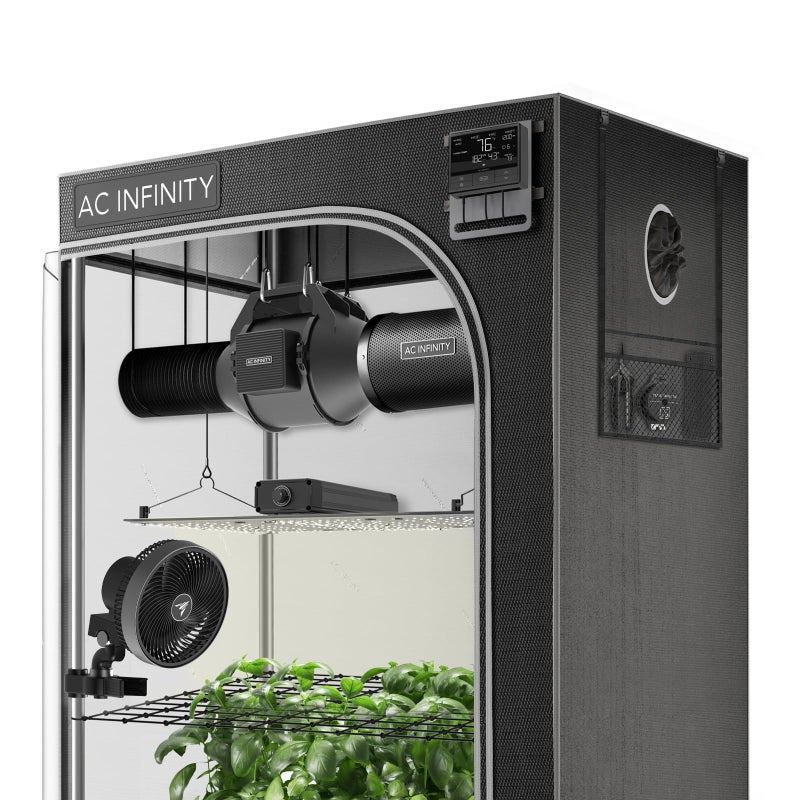 AC Infinity AC Infinity Advance Grow System 2x4 2Plant Kit WiFiIntegrated Grow Tent Kit Automate Ventilation Circulation Schedule Full Spectrum Samsung LM301H LED Grow Light 2000D Mylar Tent 