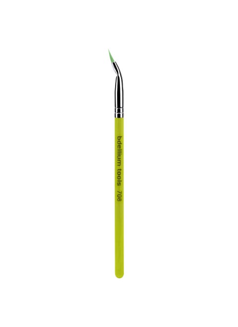 Bdellium Tools Professional Makeup Brush - Green Bambu Series 708 Bent Eyeliner - With Soft Synthetic Fibers, For Smooth Application (Green, 1pc)