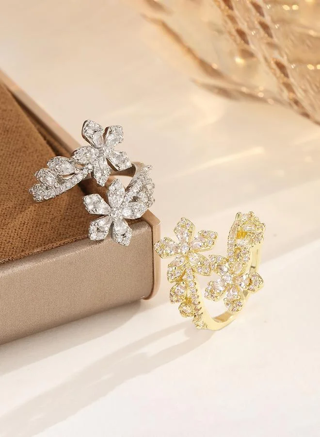 Take Two  Gold Embellished Flower Ring for Women | Best Price UAE