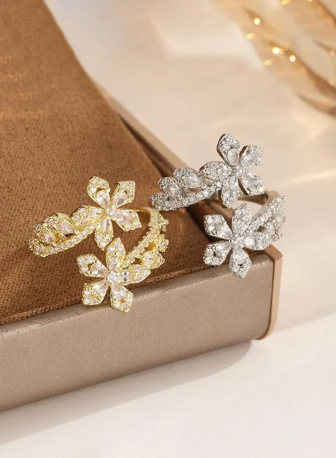 Take Two  Gold Embellished Flower Ring for Women | Best Price UAE