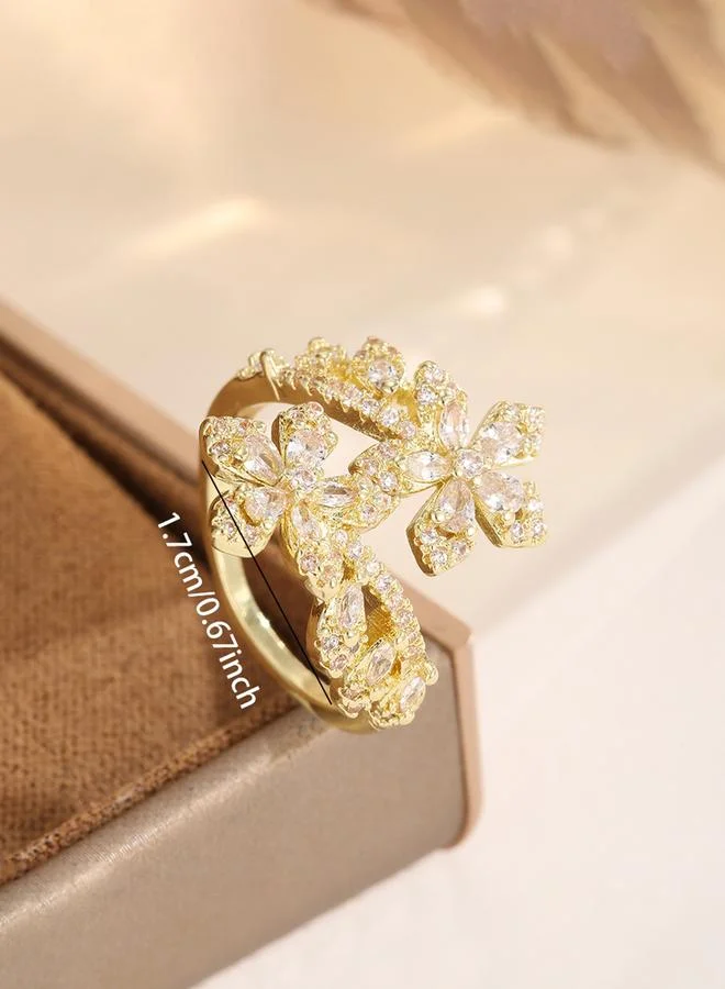 Take Two  Gold Embellished Flower Ring for Women | Best Price UAE