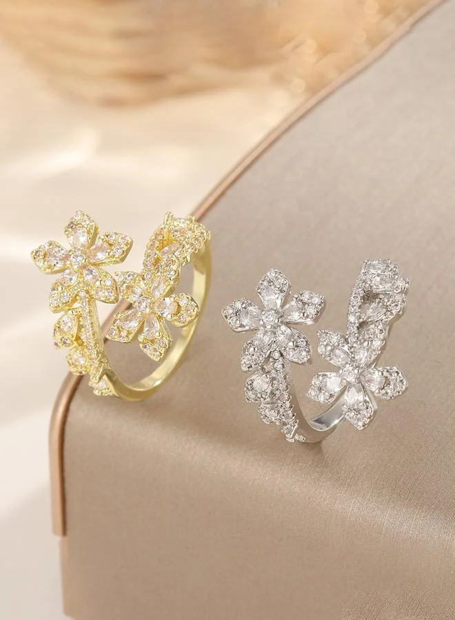 Take Two  Gold Embellished Flower Ring for Women | Best Price UAE