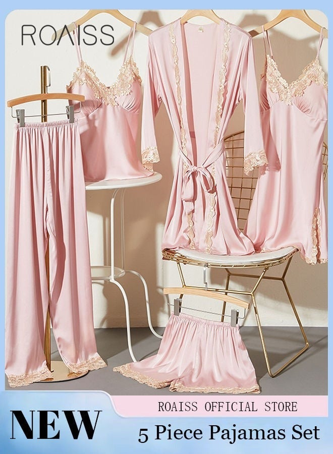 5-Pack Women's Pyjama Set Sling with Chest Pad Nightdress Sweet Sleepwear Home Wearing Clothes Suits Ladies Floral Printing Nightwear Lingerie Robe Underwear Shorts Summer Spring  - Image 1