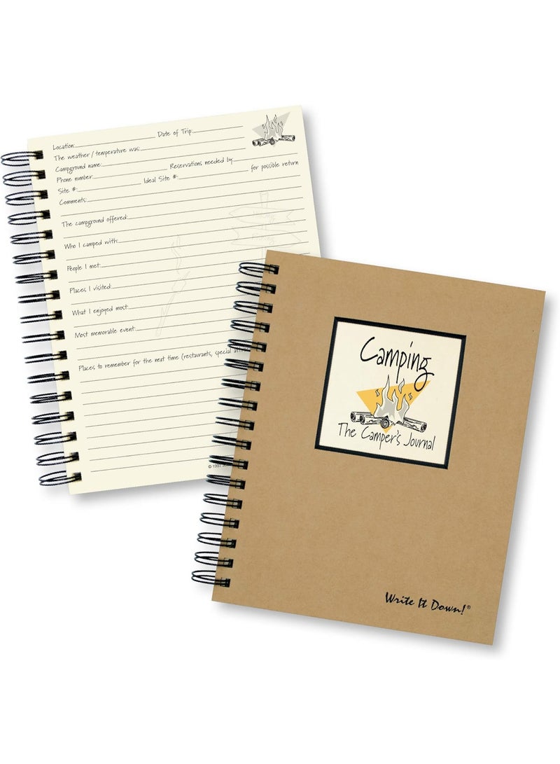 Write It Down series by Journals Unlimited, Guided Journal, Camping, The Camper's Journal, Full-size 7.5"x 9", Kraft Hard Cover, Made in USA - Image 1