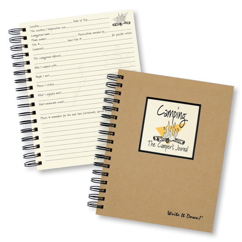 Write it Down series by Journals Unlimited, Guided Journal, Camping, The Camper's Journal, Full-size 7.5"x 9", Kraft Hard Cover, Made in USA - Image 1