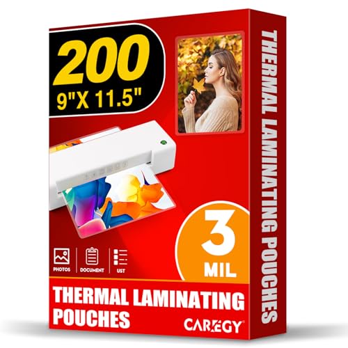 CAREGY Thermal Laminating Pouches, Holds 8.5 x 11 Inch Sheets,200 Pack Laminating Sheets, 3 Mil, 9 x 11.5 Inches Lamination Sheet Paper for Laminator, Clear, Letter Size, Office and School Supplies - Image 1