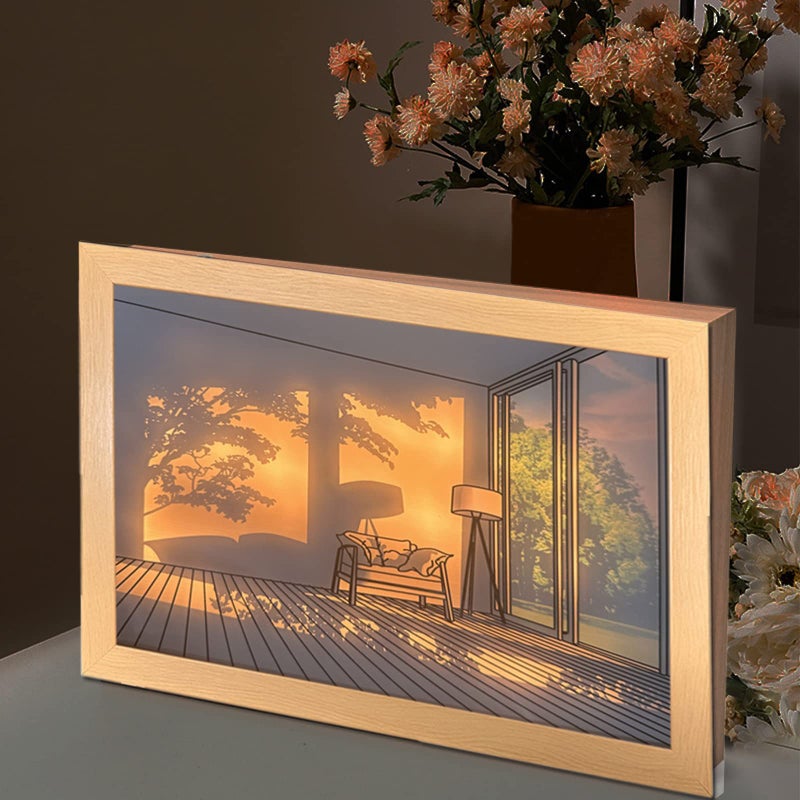 Glowing LED Photo Frame: 17cm 3W Solid Wood Acrylic - Light Shadow Art Craftsmanship Unique Decoration for Bedroom Study Living Room - Image 2
