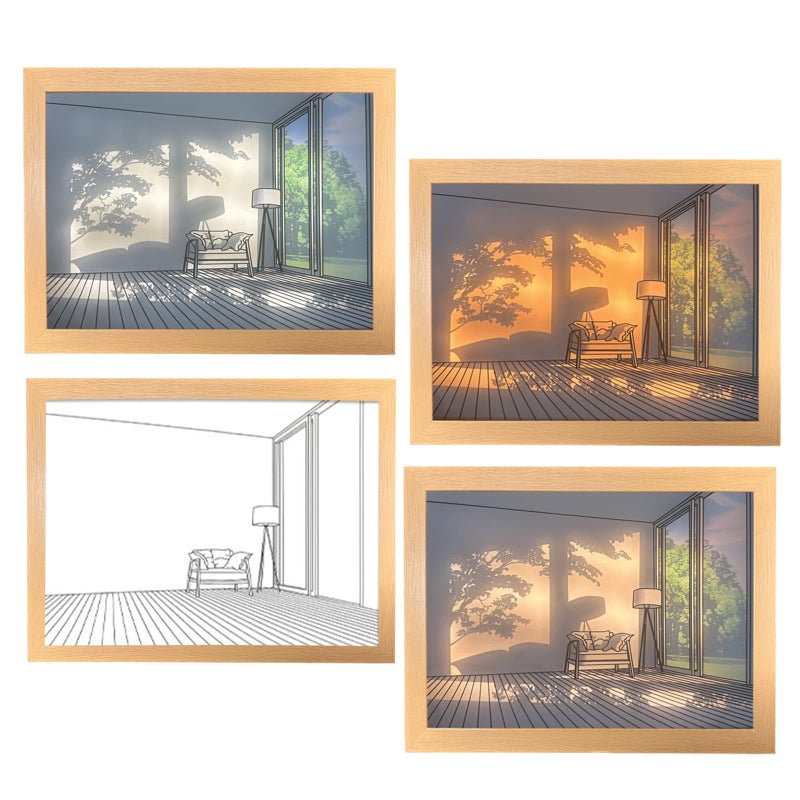 Glowing LED Photo Frame: 17cm 3W Solid Wood Acrylic - Light Shadow Art Craftsmanship Unique Decoration for Bedroom Study Living Room - Image 1