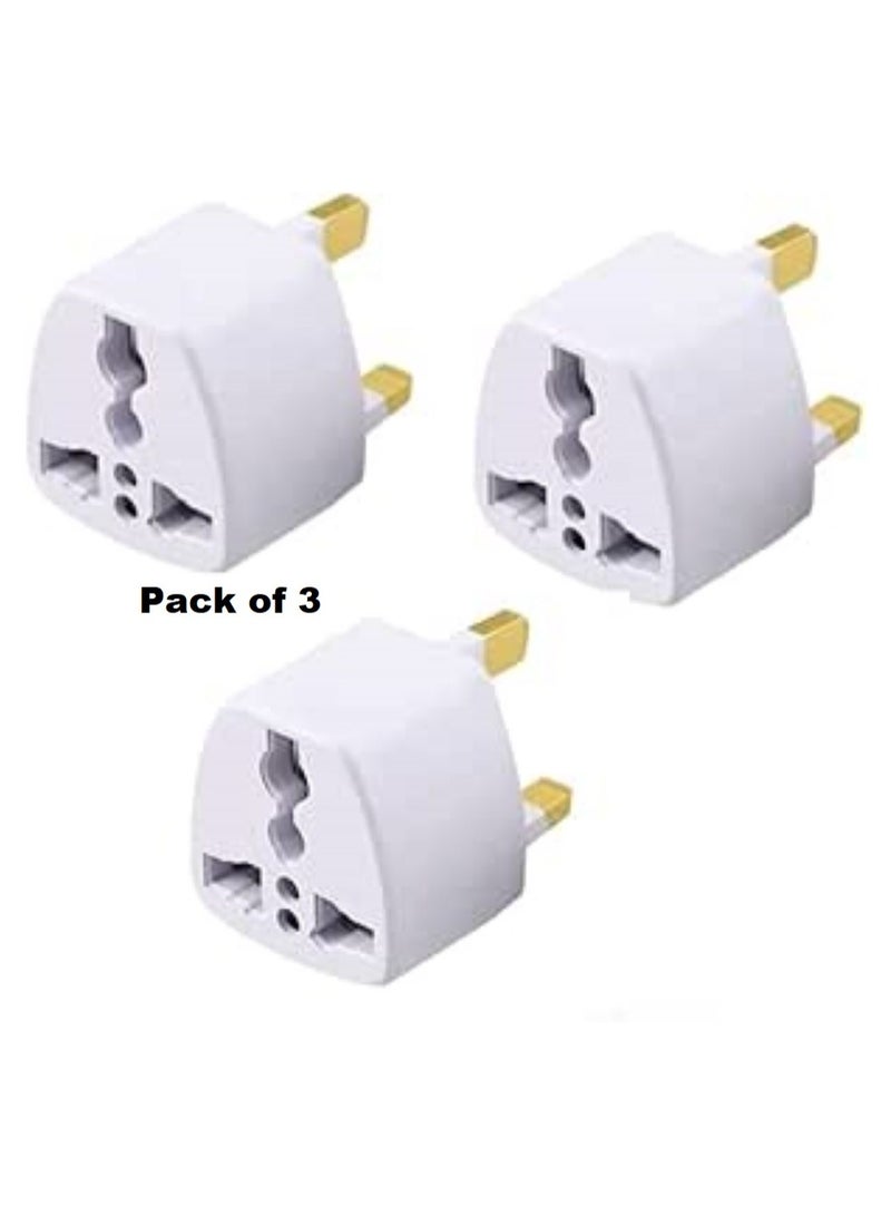 CANTEL Pack of 3 Travel Power Plug Adapter White UK Universal Plug Adapter EU to UK Plug Adapter 10AMP - Image 1